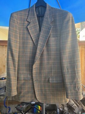 Classic Wool Avoca Plaid Men's Blazer - Brown Multi